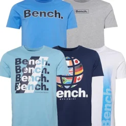 Herre Kibbin T-shirts 5-pak Denim Blå/​Grå Melange/​Navy/​Hvid/​Isblå