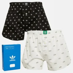 Herre Komfort Bomuld Vævet To Pakke Boksershorts Sort/​Hvid