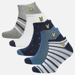 Herre Kylo Fem Par Trænings Sokker Polka Dot /​ Stribe /​ Moonlight Blue /​ Gråmeleret /​ Bright White