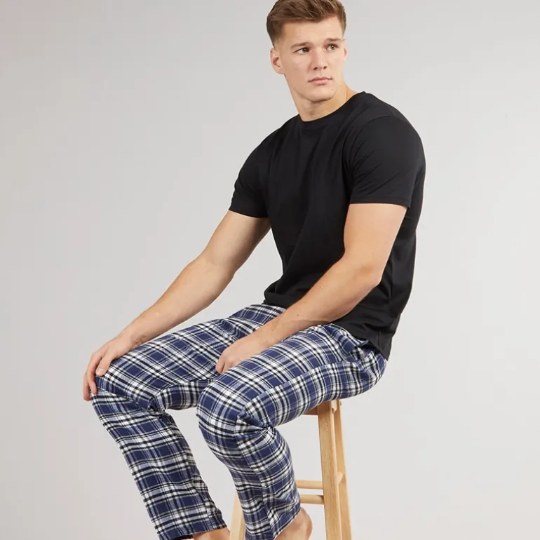 Herre Lager Natsæt Sort/​Sort Blå Ternet