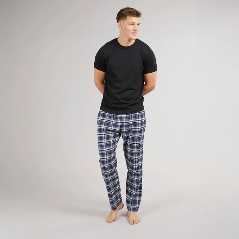 Herre Lager Natsæt Sort/​Sort Blå Ternet