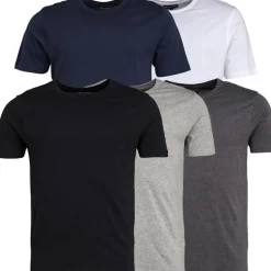 Herre Lazeout Fem-pak T-shirt Sort/​Grå/​Hvid/​Antracit Melange/​Total Eclipse