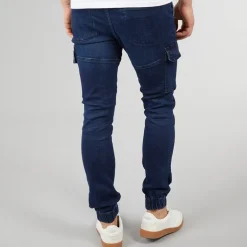 Herre Malimore Denim Manchet Cargo Bukser Mørk Vask