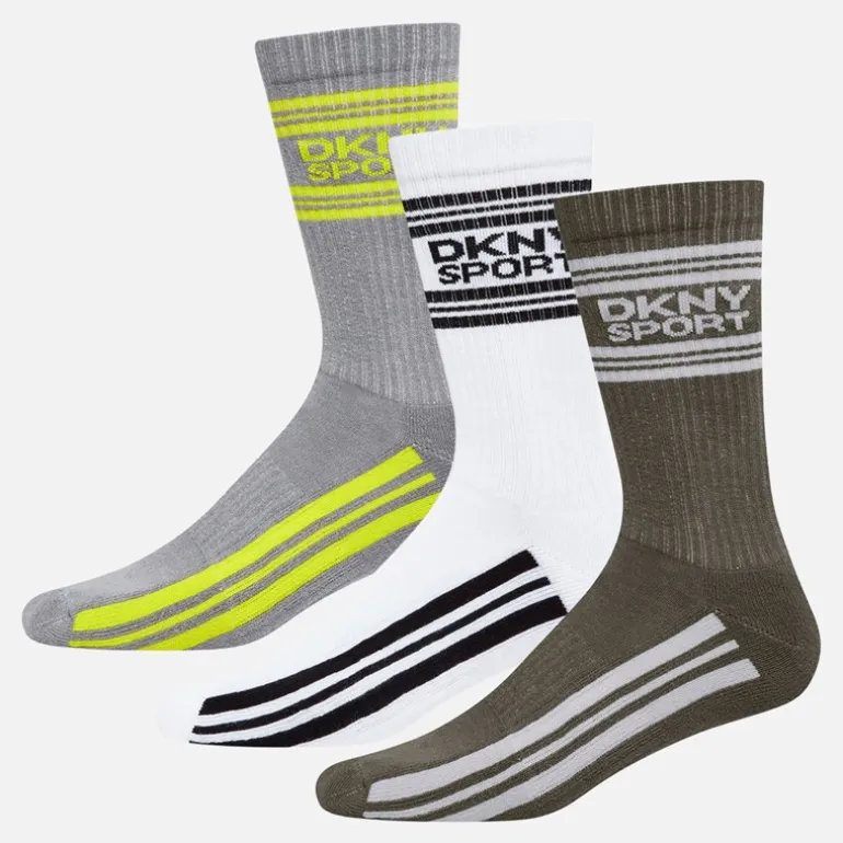 Herre Martense Tre Pak Crew Sokker Khaki/Hvid/Grå