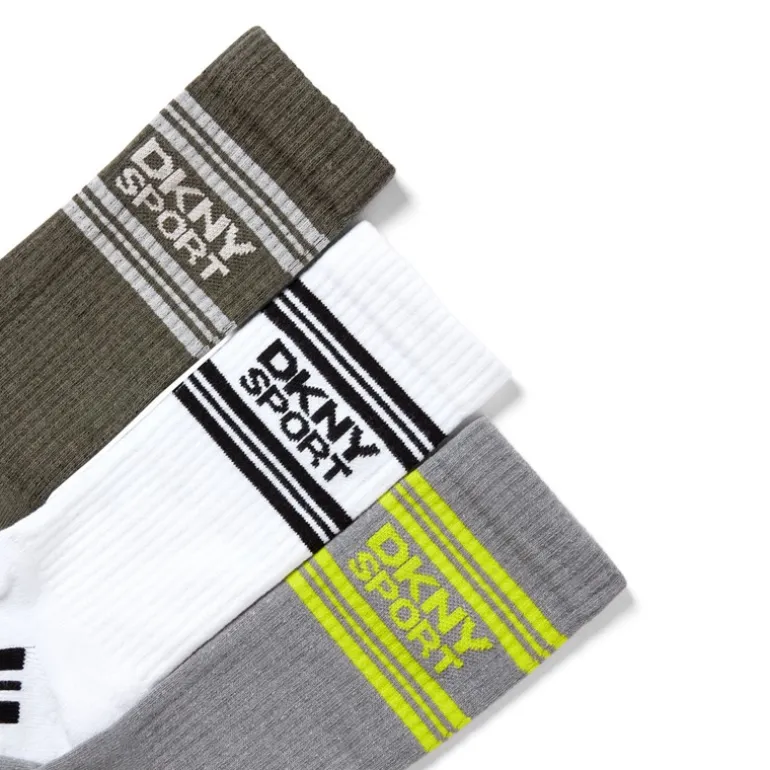Herre Martense Tre Pak Crew Sokker Khaki/Hvid/Grå