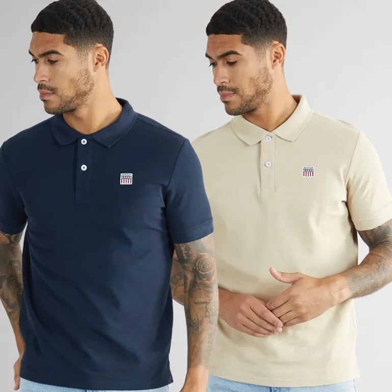 Herre Mike To Pak Polo Shirts Humus / Mørk Safir