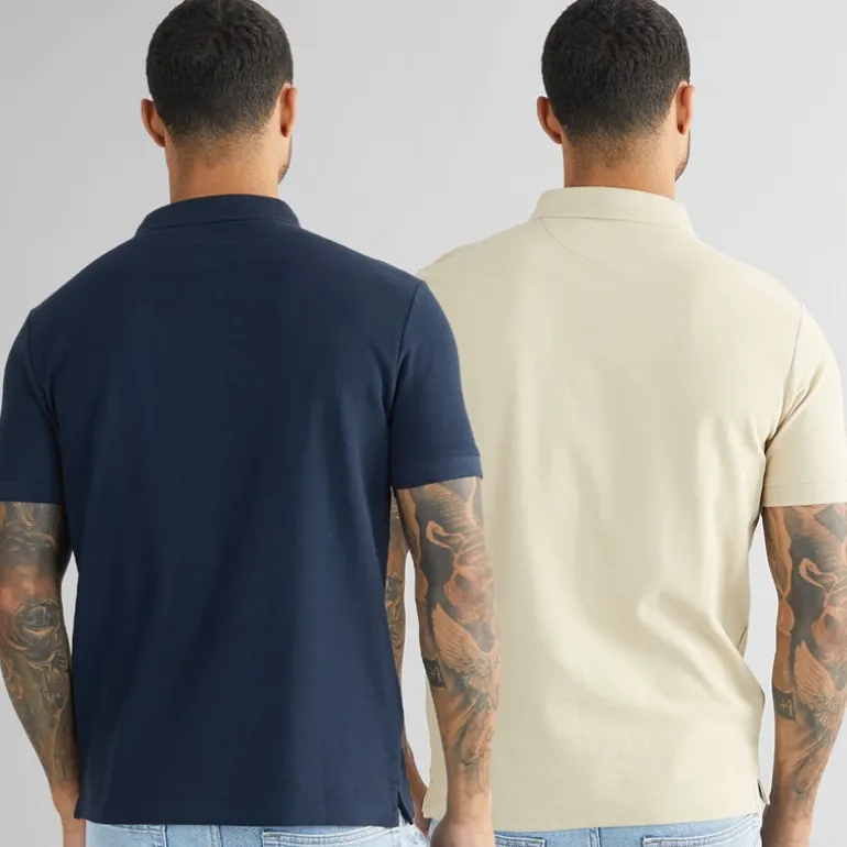 Herre Mike To Pak Polo Shirts Humus / Mørk Safir