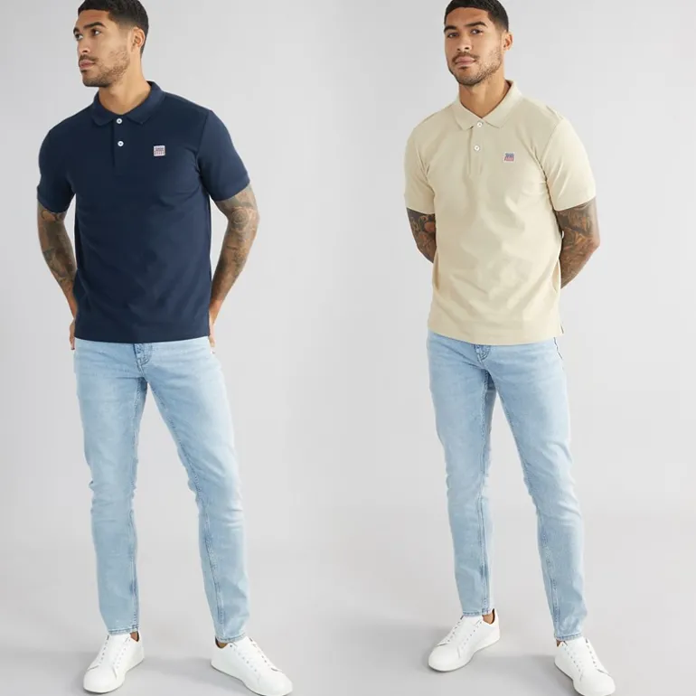 Herre Mike To Pak Polo Shirts Humus / Mørk Safir