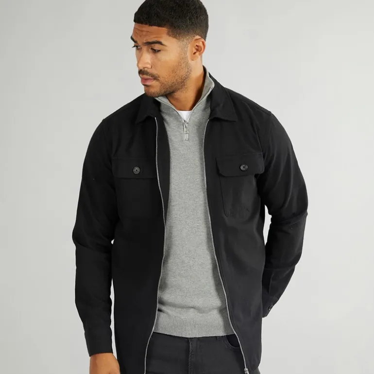 Herre Mikkel Skjorte Jakke Sort Houndstooth