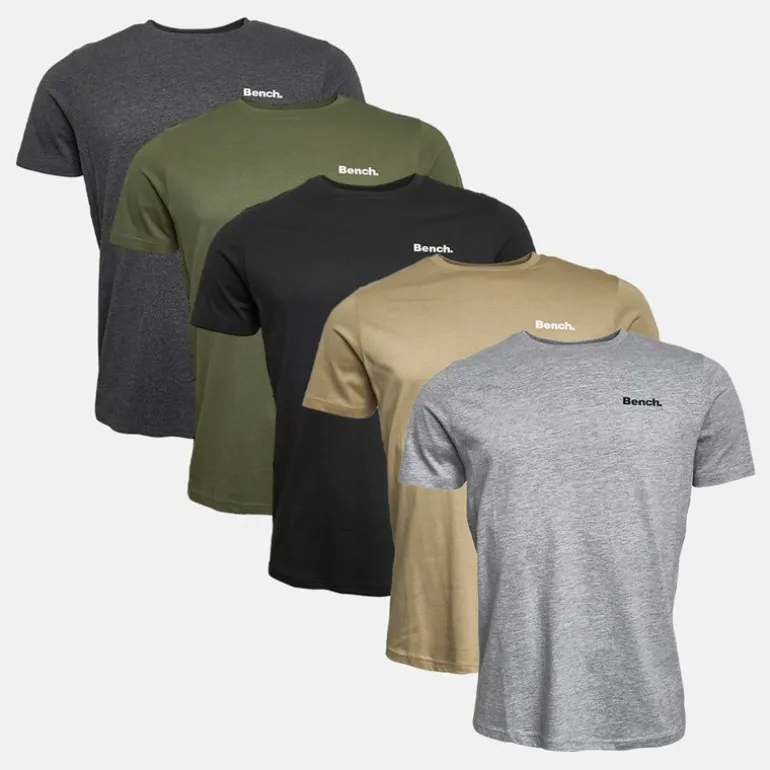 Herre Nosti Five Pack T-shirts Sort/Khaki/Grå Melange/Mørk Stone/Kul Melange