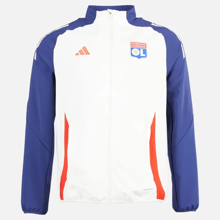 Herre OL Olympique Lyon Præsentationsjakke White Tint/Midnight Indigo/Bright Red