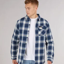 Herre Paddy Langærmet Vatteret Skjorte Blå Tjek