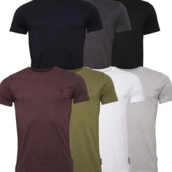 Herre 7-pak Crew T-shirts Multi - Sort/​Hvid/​Marine/​Lysegrå Melange/​Charmel/​Chatmel/​Khaki