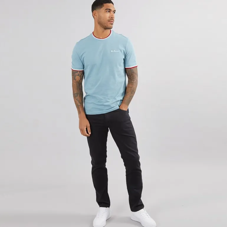 Herre Pique Ringer T-shirt Petrol