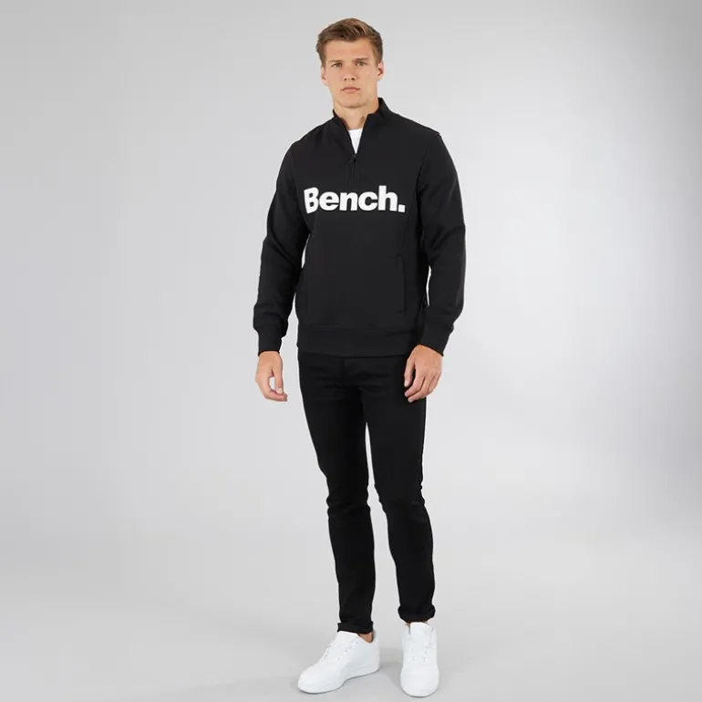 Herre Plinth Spots 1/4 Zip Funnel Neck Sweatshirt Sort