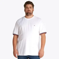 Herre Plus Størrelse Global Stribe T-Shirt Hvid