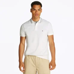 Herre Polo med Stolpelukning Detalje Hvid