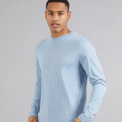 Herre Prøve Langærmet Top Stål Blå