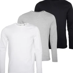 Herre Prøvepakke Tre Langærmede T-shirts Sort/​Hvid/​Lysegrå Melange