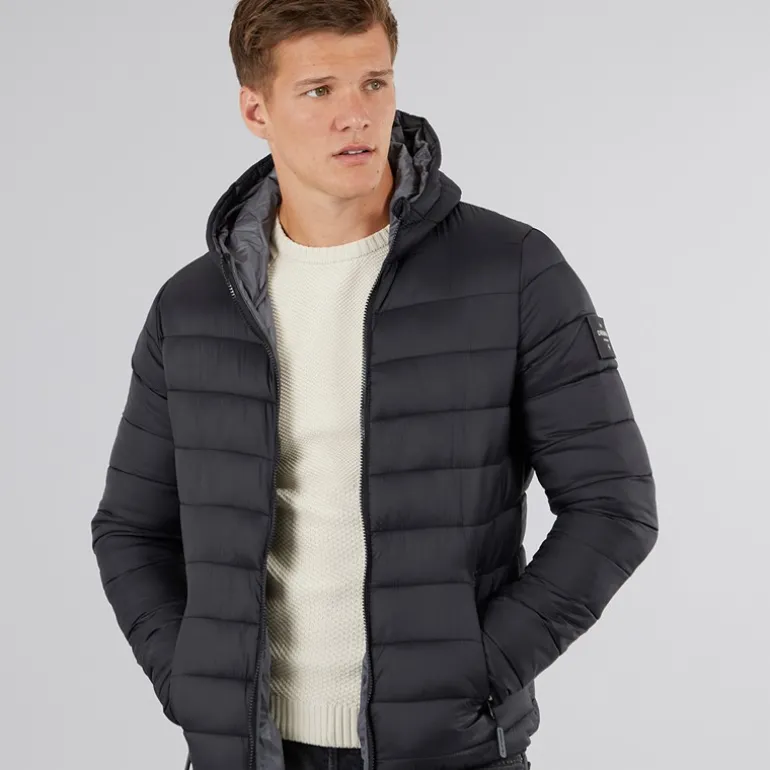 Herre Puff jakke med rynker Sort
