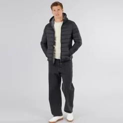 Herre Puff jakke med rynker Sort