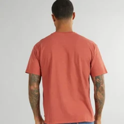 Herre Rød Tab Vintage T Shirt Garment Farvet Rød Maling