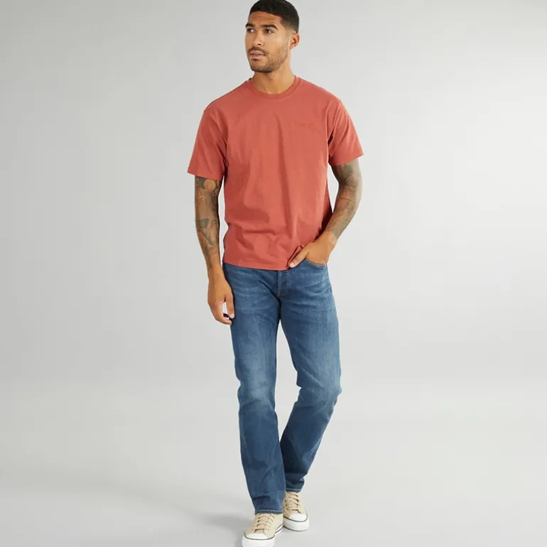 Herre Rød Tab Vintage T Shirt Garment Farvet Rød Maling