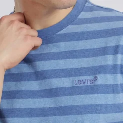 Herre Rød Tab Vintage T-shirt Bardo Stribet Bleget Denim