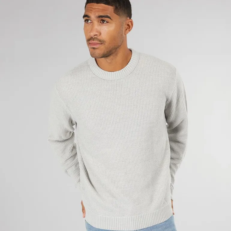 Herre Rice Strikket Jumper Lys Grå