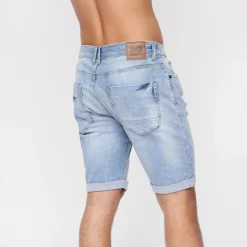 Herre Riptrey Denim Shorts med ridsede detaljer Lyseblå