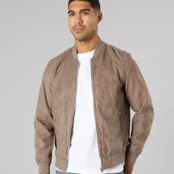 Herre Ron Faux Ruskind Bomber Falcon Faux Suede