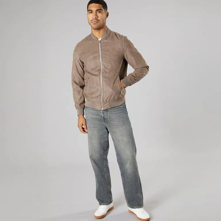 Herre Ron Faux Ruskind Bomber Falcon Faux Suede