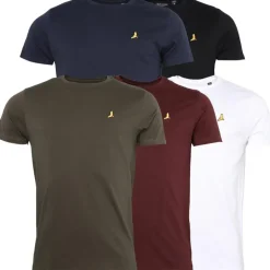 Herre Russel 5-pak T-shirts Sort/​Hvid/​Blå/​Khaki/​Burgunder