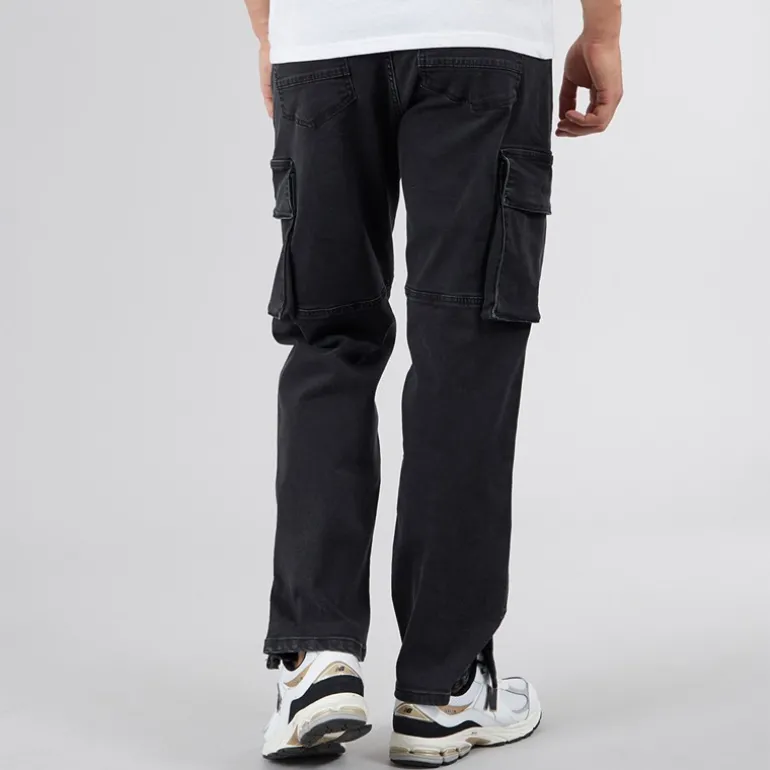 Herre Serian Cargo Jeans Vasket Sort