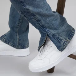 Herre Station Løs Pasform Cargo Jeans Mid Blue