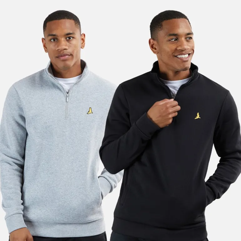 Herre Stilgar To Pakke 1/4 Lynlås Sweatshirts Sort/Grå