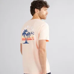 Herre Stribet Sunrise Grafik T-Shirt Pink