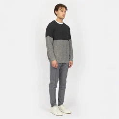 Herre Strikket Colorblock Sweatshirt 642 Dark Shadow