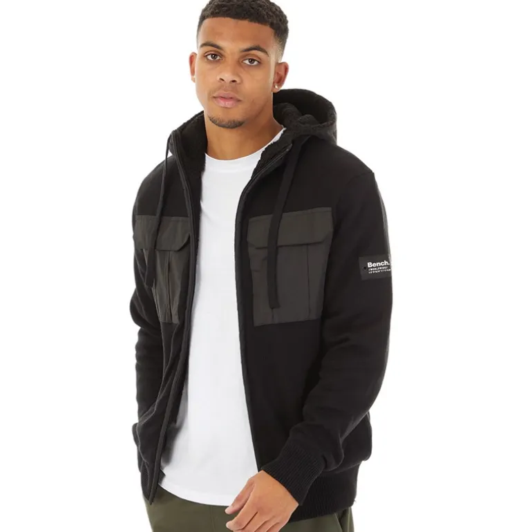 Herre Strikket Hoodie Sort