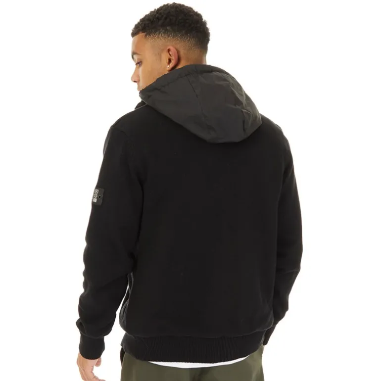 Herre Strikket Hoodie Sort