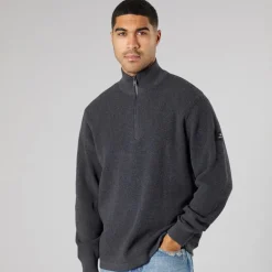 Herre striktrøje mørkegrå melange Dar Grey M