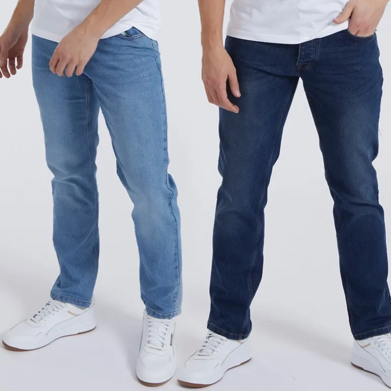 Herre Stuart Jeans med lige pasform - topak i Indigo/Mid Wash