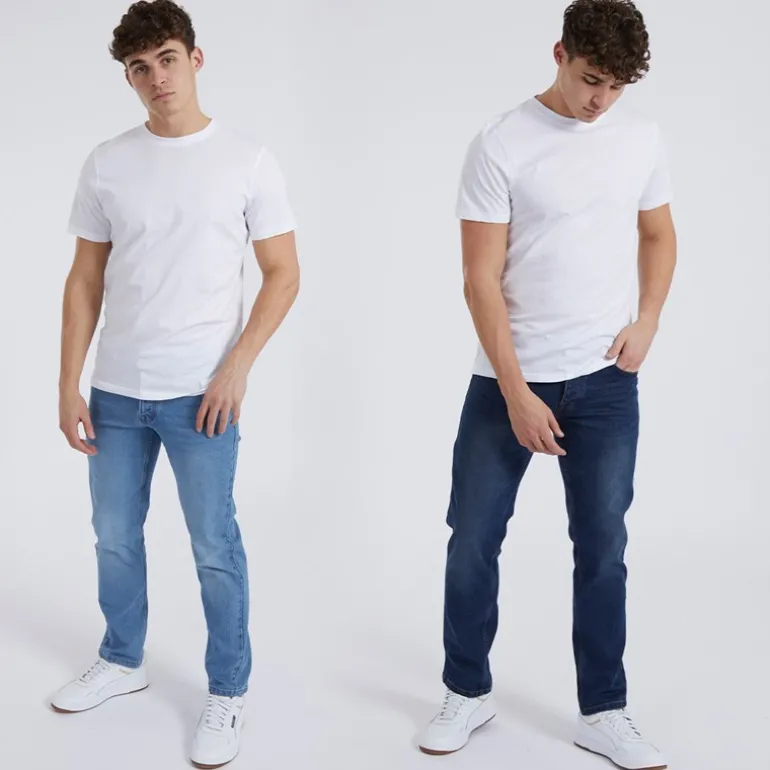 Herre Stuart Jeans med lige pasform - topak i Indigo/Mid Wash