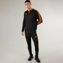 Herre Tiro 23 Club 1/​4 lynlås træningstop sort/​signal orange