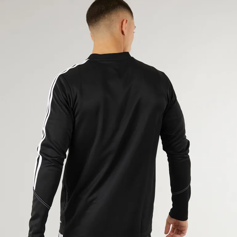 Herre Tiro 23 Club 1/4 lynlås træningstop sort/hvid