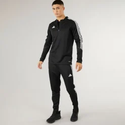 Herre Tiro 23 Club 1/4 lynlås træningstop sort/hvid