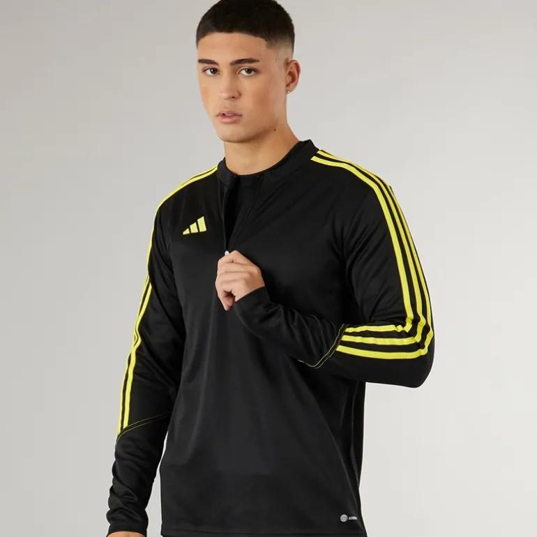 Herre Tiro 23 Klub 1/4 lynlås træningsbluse sort/kraftig gul