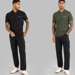 Herre to pak ensfarvede poloskjorter Sort/​Khaki