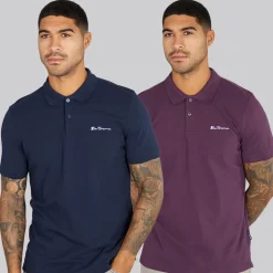 Herre to pak ensfarvede poloskjorter Plum/​Dark Navy