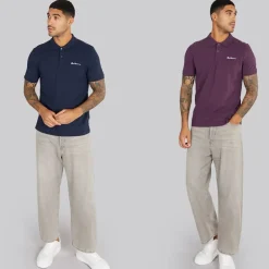Herre to pak ensfarvede poloskjorter Plum/​Dark Navy